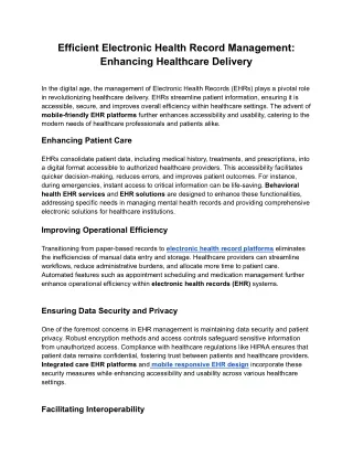 efficient electronic health record management