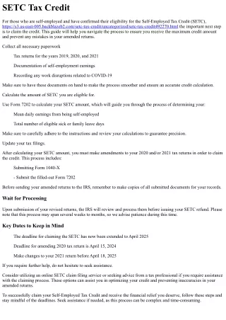 How to Claim the SETC Tax Credit