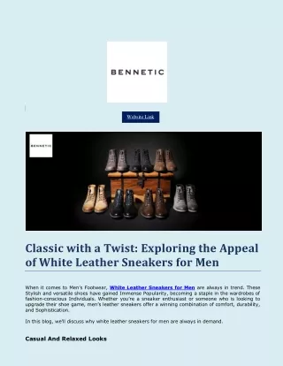 White Leather Sneakers for Men - Bennetic