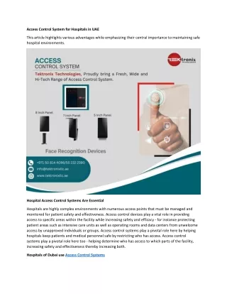 access control system for hospitals in uae