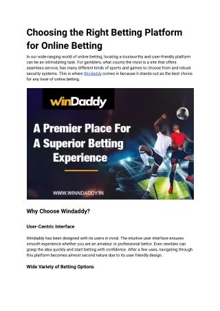 Choosing the Right Betting Platform for Online Betting Windaddy (2)