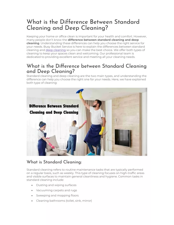 what is the difference between standard cleaning