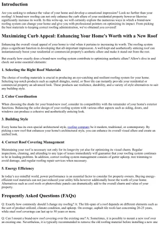 Maximizing Aesthetic Allure: Enhancing Your Home's Worth with a New Roof