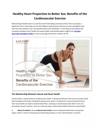 Healthy Heart Proportion to Better Sex: Benefits of the Cardiovascular Exercise