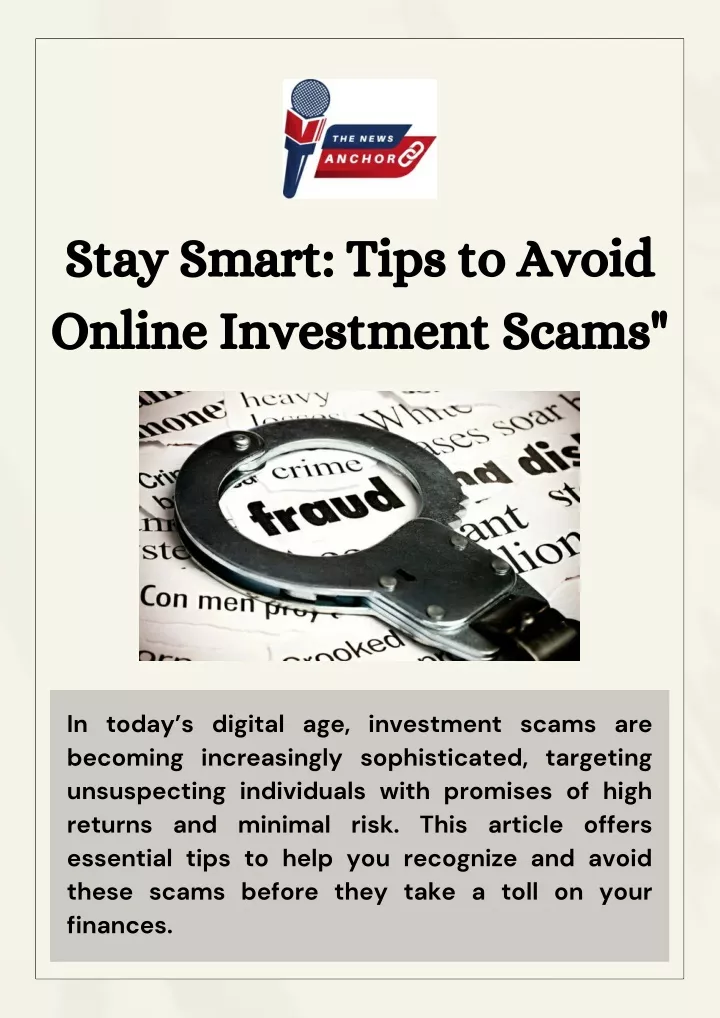 PPT - Stay Smart Tips to Avoid Online Investment Scams PowerPoint ...