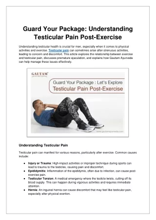 Guard Your Package: Understanding Testicular Pain Post-Exercise