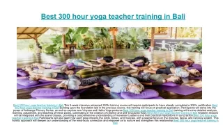 Best 300 hour yoga teacher training in Bali