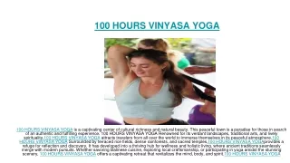 100 HOURS VINYASA YOGA