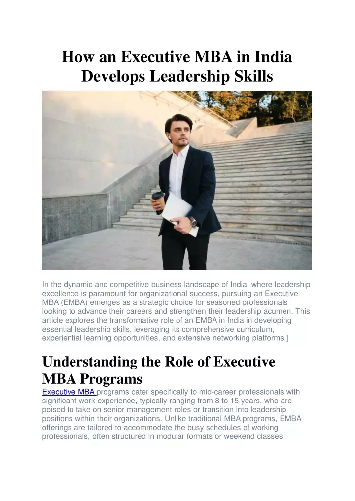 how an executive mba in india develops leadership