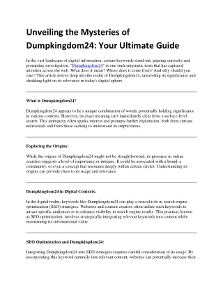 unveiling the mysteries of dumpkingdom24 your