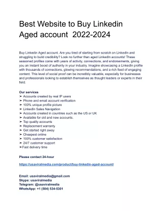 7 Buy Linkedin Aged account - 100% Fast And Trusted