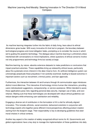 machine learning and morality steering innovation