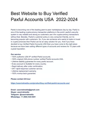 Best Website to Buy Verified Paxful Accounts USA