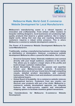 Melbourne Made, World-Sold- E-commerce Website Development for Local Manufacturers