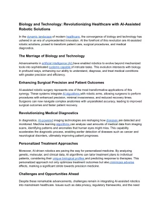 05. Biology and Technology_ Revolutionizing Healthcare with AI-Assisted Robotic Solutions