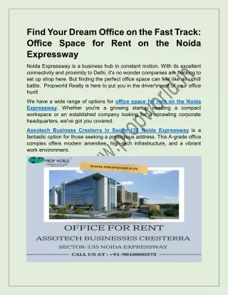 Elevate Your Business with Our Noida Expressway Office Spaces