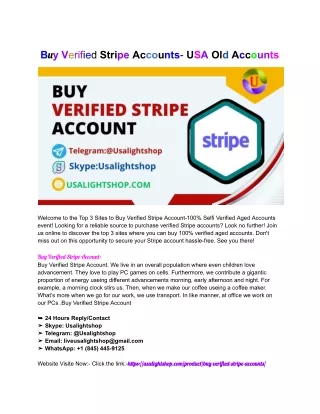 Buy Verified Stripe Accounts- USA Old Accounts