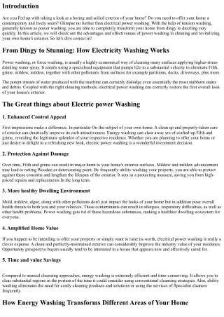 From Dingy to Dazzling: How Energy Washing Can Completely transform Your Home