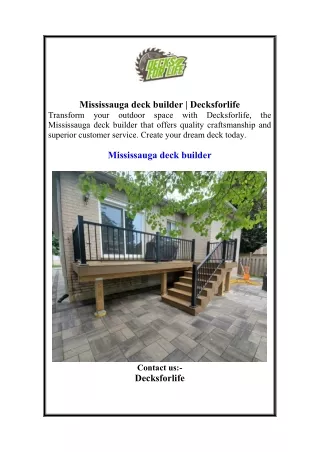 Mississauga deck builder | Decksforlife