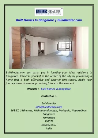 Built Homes In Bangalore  Buildhealer.com