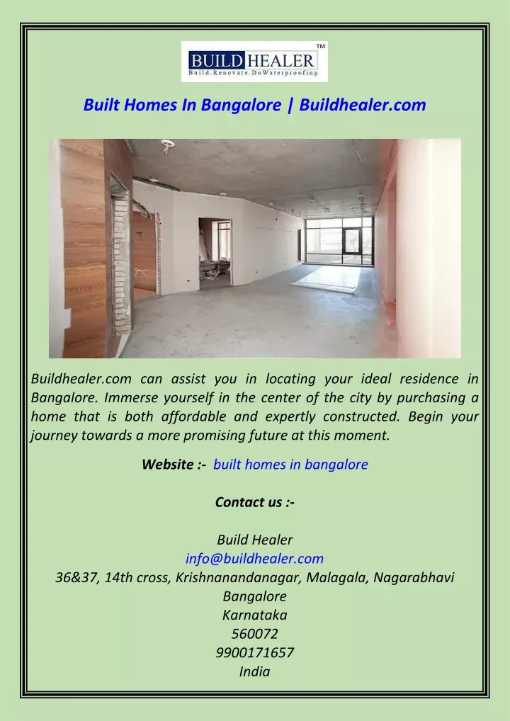 built homes in bangalore buildhealer com