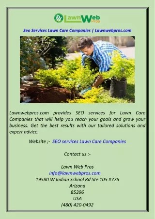 Seo Services Lawn Care Companies  Lawnwebpros.com