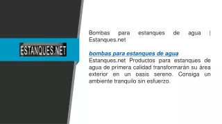 Bombas para estanques de agua  Estanques.net