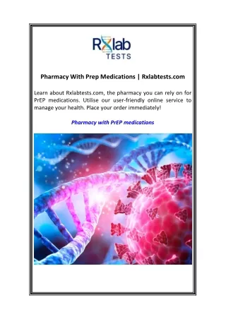 Pharmacy With Prep Medications Rxlabtests.com