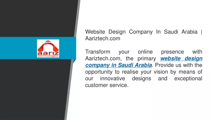 website design company in saudi arabia aariztech