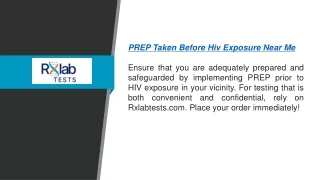 Prep Taken Before Hiv Exposure Near Me Rxlabtests.com