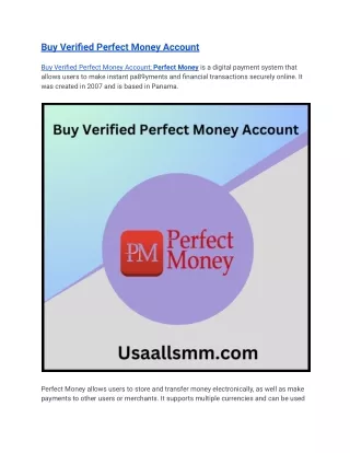 Buy Verified Perfect Money Account _ by Everleigh Ortiz