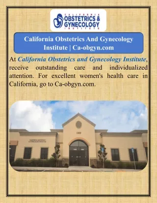 California Obstetrics And Gynecology Institute  Ca-obgyn.com