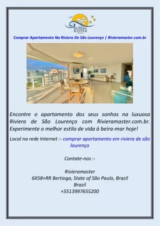 comprar apartamento na riviera de s o louren