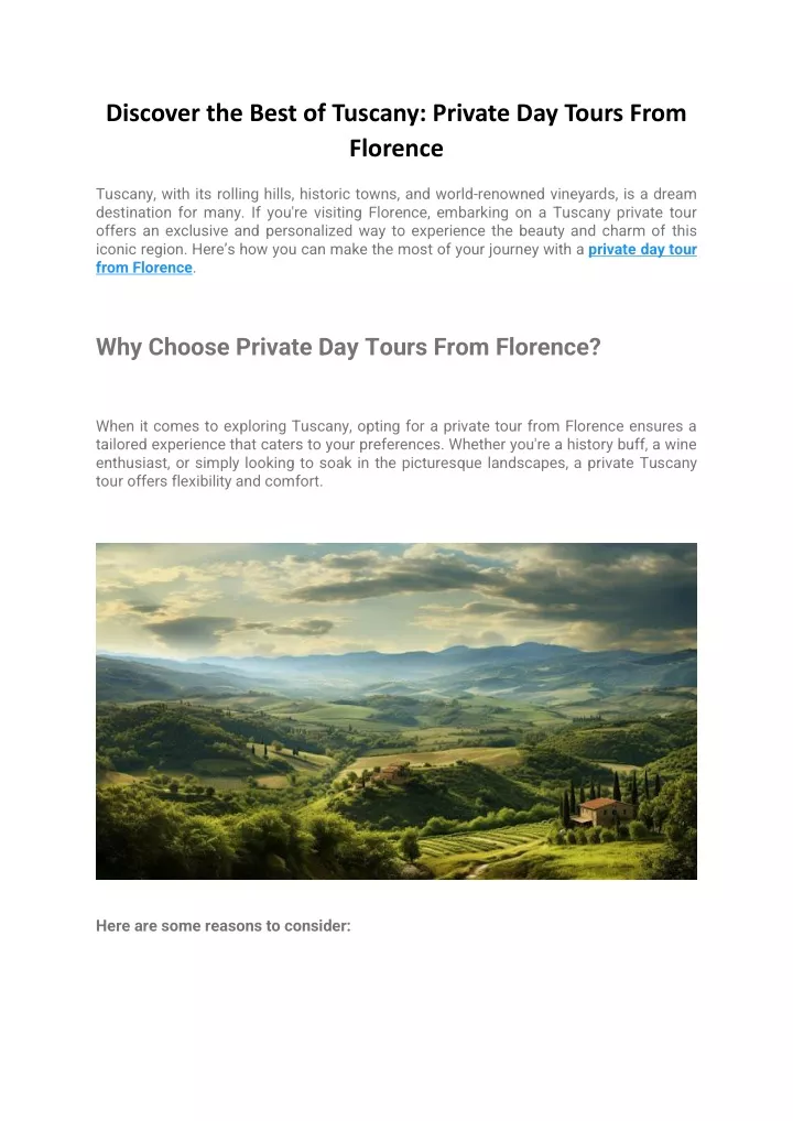 discover the best of tuscany private day tours