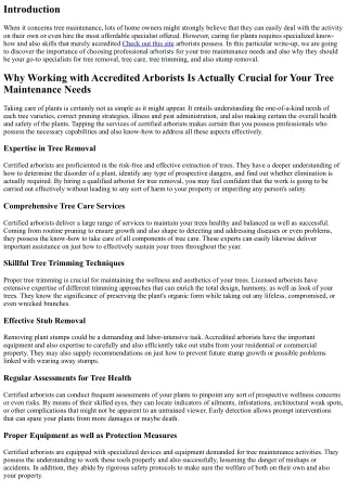 Why Hiring Accredited Arborists Is Vital for Your Tree Maintenance Necessities