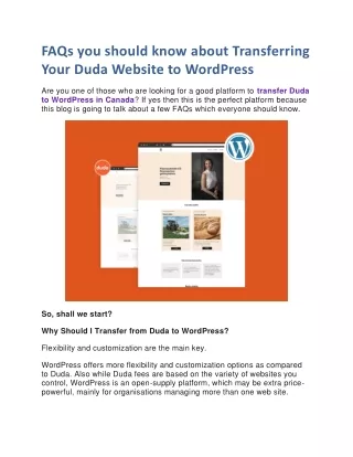 FAQs you should know about Transferring Your Duda Website to WordPress