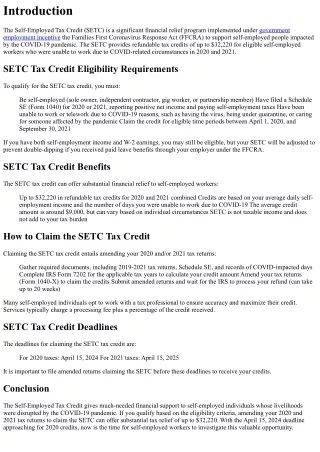 SETC Tax Credit Guide