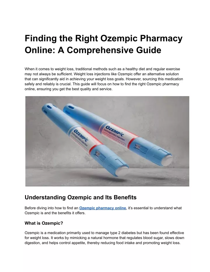 finding the right ozempic pharmacy online