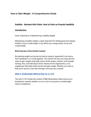 How to Gain Weight - A Comprehensive Guide