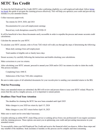 How to Claim the SETC Tax Credit