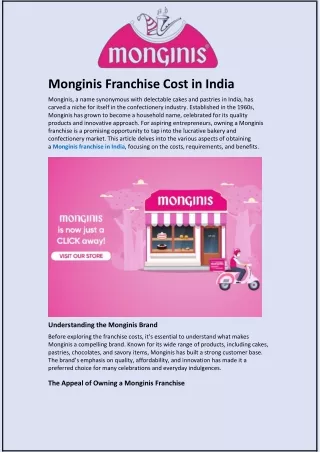 Monginis Franchise Cost in India