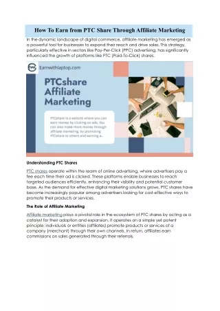 how to earn from ptc share through affiliate