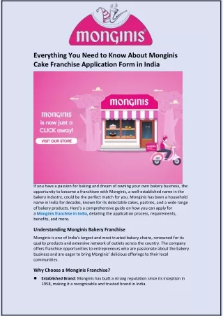 Everything You Need to Know About Monginis Cake Franchise Application Form