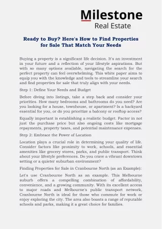 Ready to Buy- Here's How to Find Properties for Sale That Match Your Needs