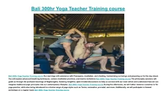 Bali 300hr Yoga Teacher Training course