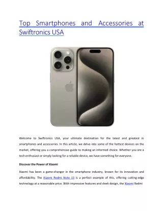 Top Smartphones and Accessories at Swiftronics USA