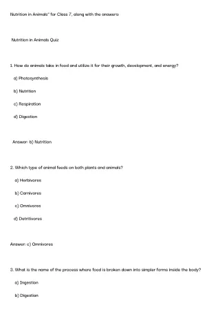 Nutrition in animals class 7