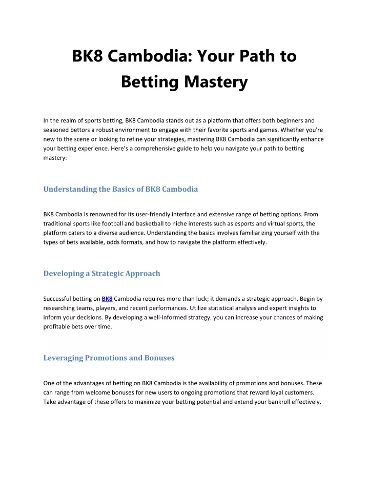 bk8 cambodia your path to betting mastery