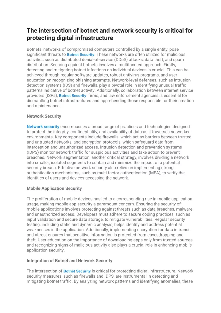 the intersection of botnet and network security