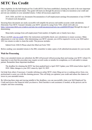 How to Claim the SETC Tax Credit